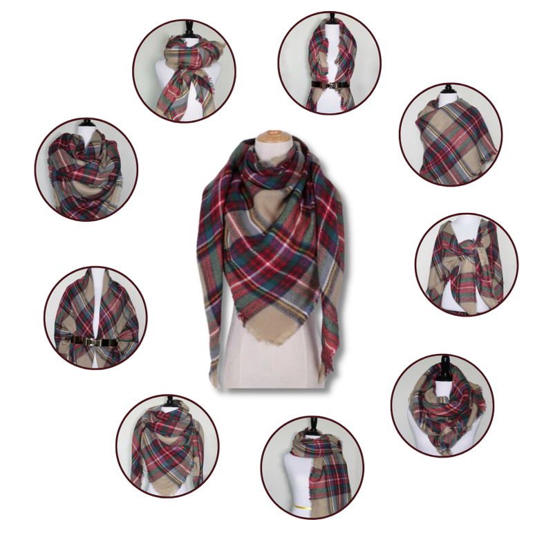 Plaid Cashmere Scarf Mohair feel
