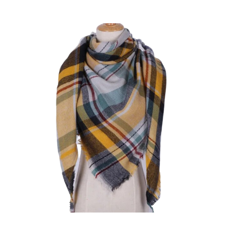 Plaid Cashmere Scarf Mohair feel