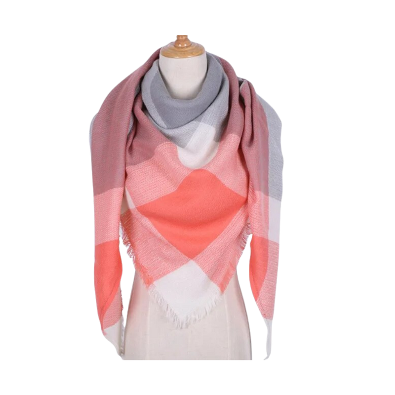 Plaid Cashmere Scarf Mohair feel