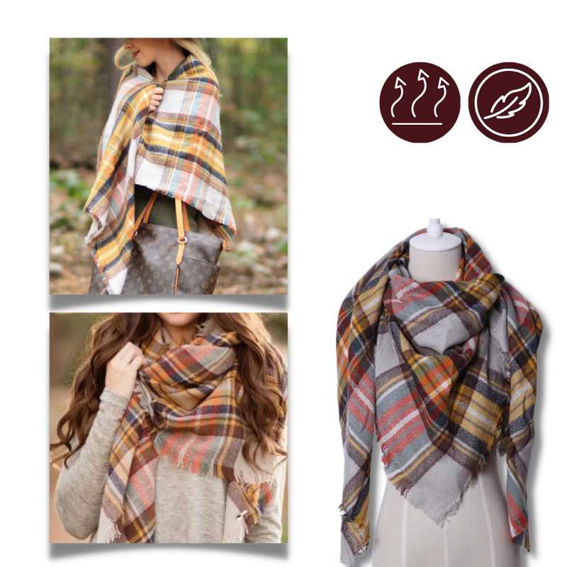 Plaid Cashmere Scarf Mohair feel