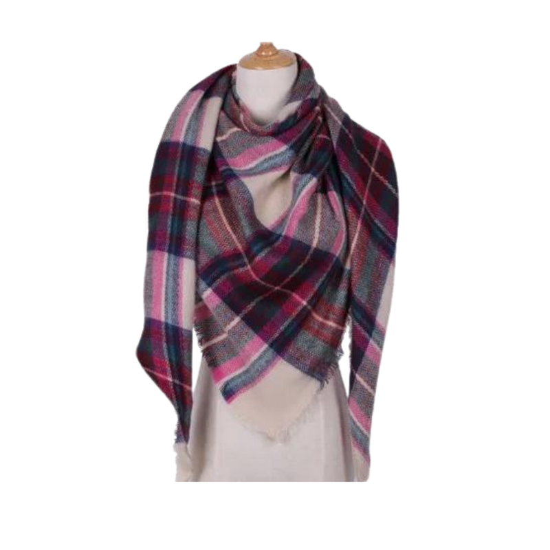 Plaid Cashmere Scarf Mohair feel