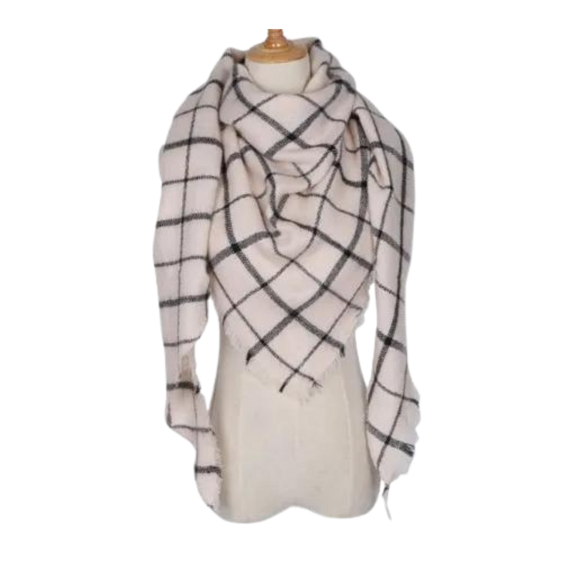 Plaid Cashmere Scarf Mohair feel
