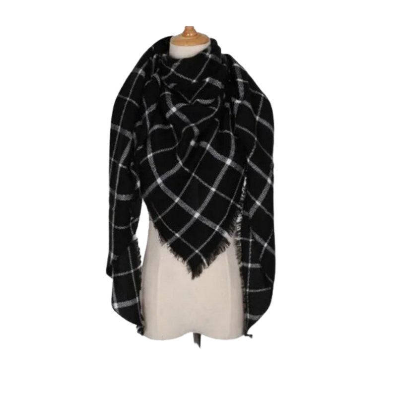 Plaid Cashmere Scarf Mohair feel