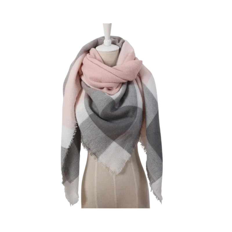 Plaid Cashmere Scarf Mohair feel
