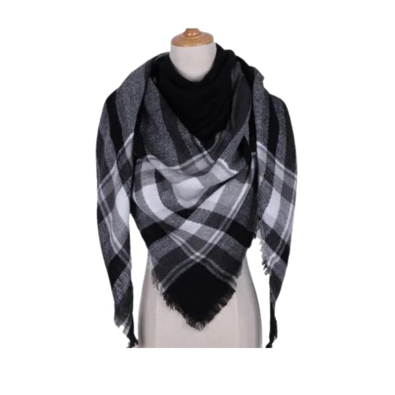 Plaid Cashmere Scarf Mohair feel
