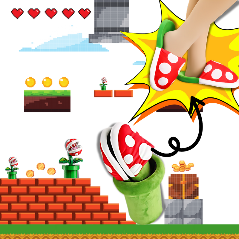 Soft Plush Mario Piranha Plant Slippers