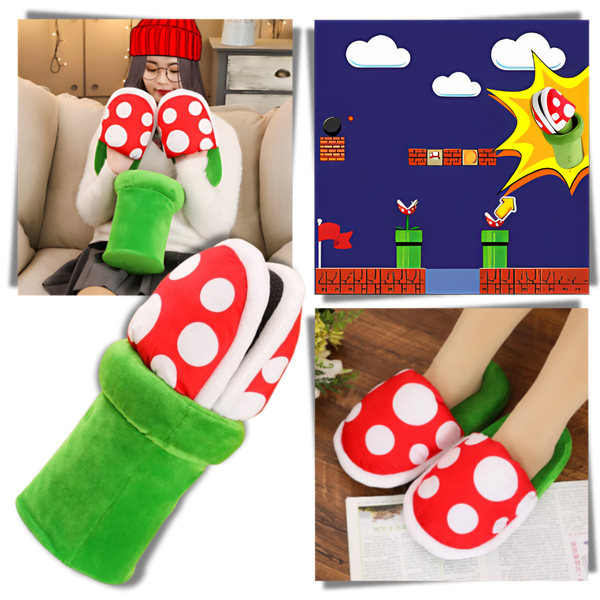 Soft Plush Mario Piranha Plant Slippers
