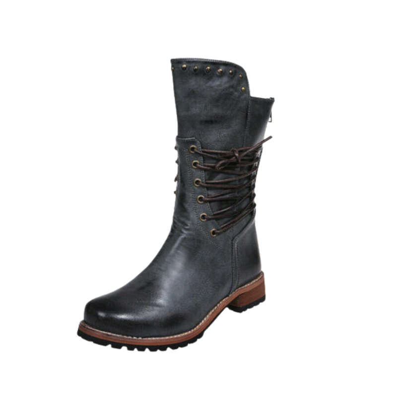 Vintage PU Leather Ankle Boots