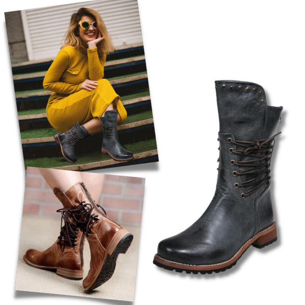 Vintage PU Leather Ankle Boots